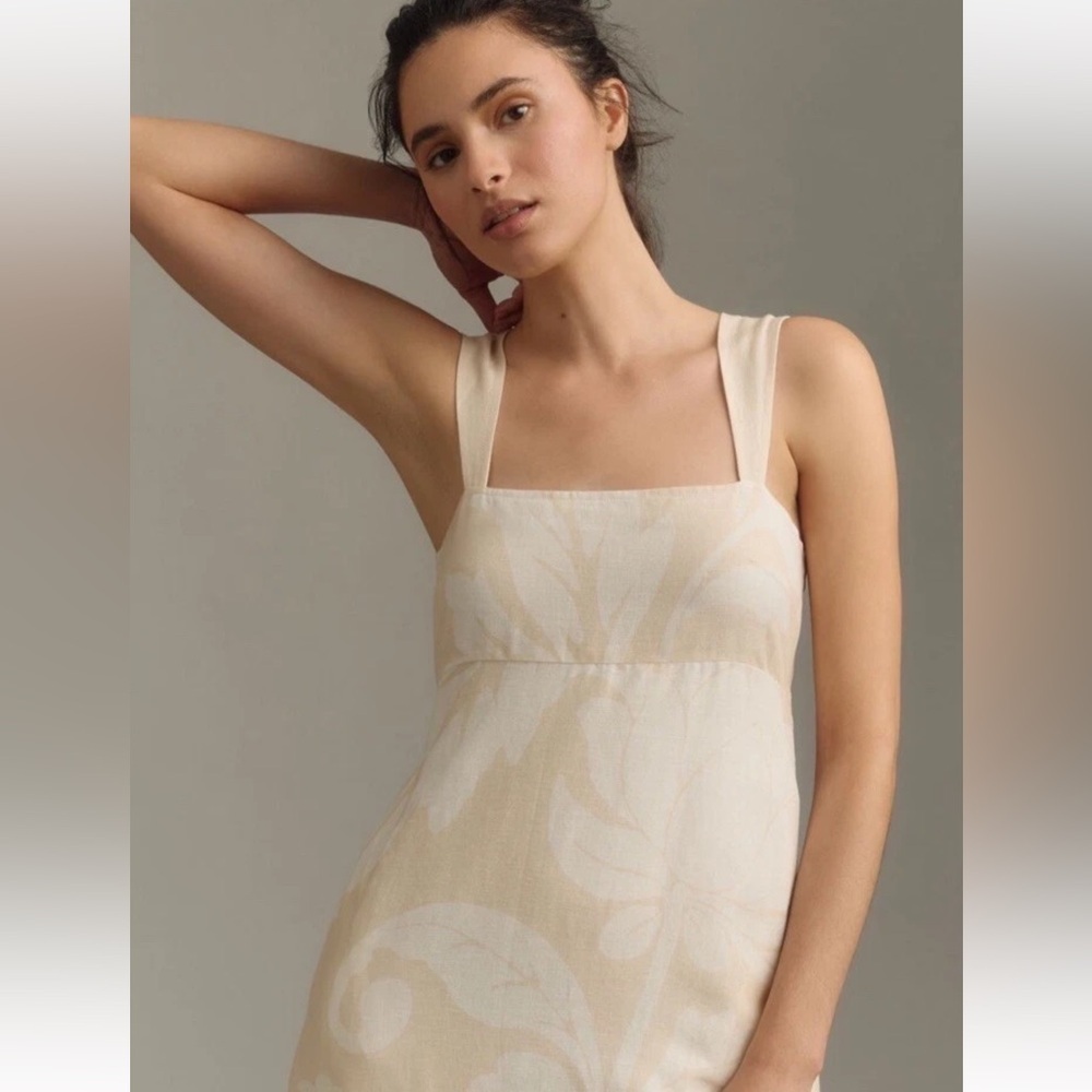 PILCRO Anthropologie Sleeveless Square-Neck Linen Midi Dress Size M NWT - Picture 3 of 7